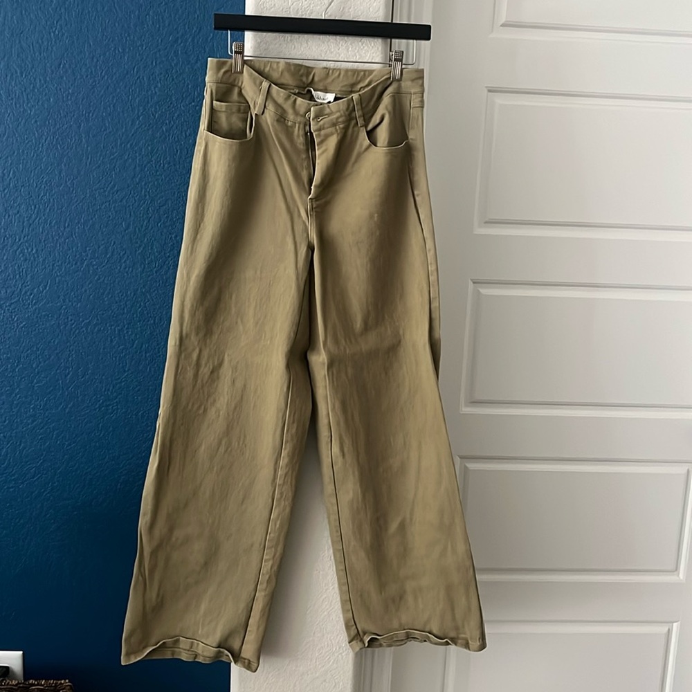 bohme WIDE LEG JEANS Stylish green/khaki Denim Jeans, high rise size 29